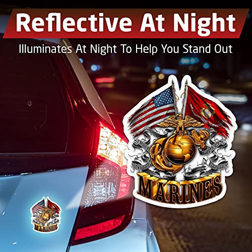 Collectible Marine Corps Decals (2In,2Pack), Share Your Support With Our Vinyl Double Flag Gold Globe Marine Corps Stickers For Your Home, Car, Cases And More, Souvenir Gifts For Marine Corps #TOP1