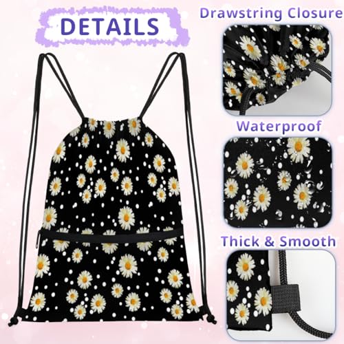 Daisy Dots Abstract Drawstring Bag Backpack 14" x 18" Gym String Bag Sports Drawstring Sackpack Cinch Sack Waterproof String backpack for Women Men - Image 4
