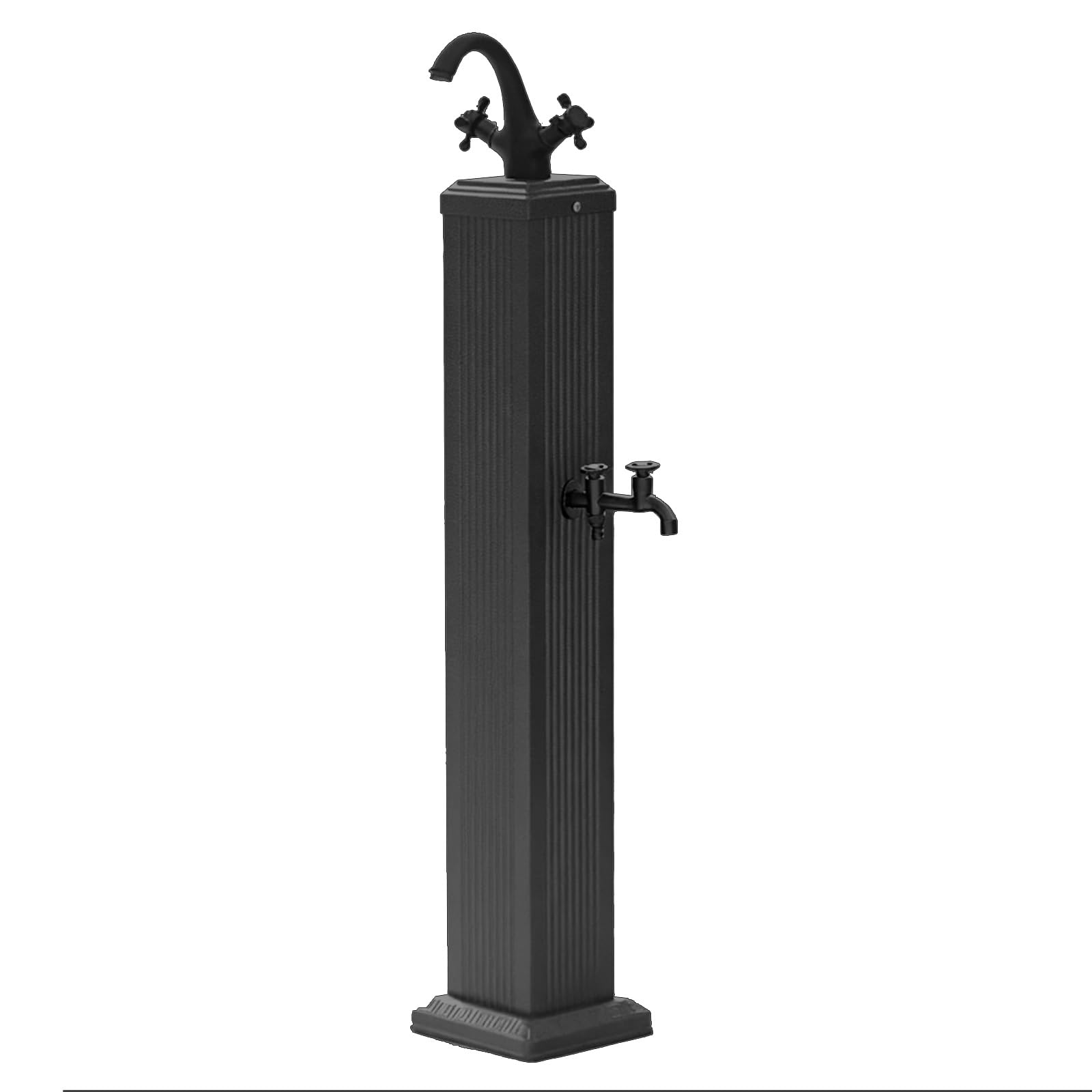 Garden Water Column, Outdoor Faucet with 2 Outlets, 39in Aluminum Anti Freeze Rustproof Water Faucets, for Yard(Black)
