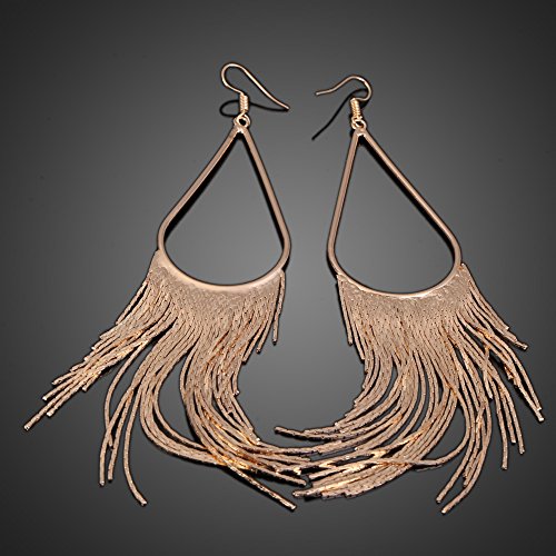 Vktech Pair of Fashion Retro Long Dangle Chain Tassel Earring for Woman (Vogue Golden)