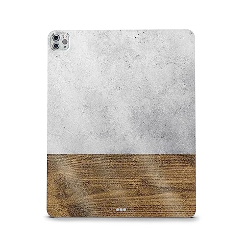 Image of MightySkins Carbon Fiber Skin Compatible with Apple iPad Pro 12.9 inch M2 6th Gen (2022) Full Wrap Kit - Concrete Wood | Protective, Durable Textured Carbon Fiber Finish | Easy to Apply | Made in The USA