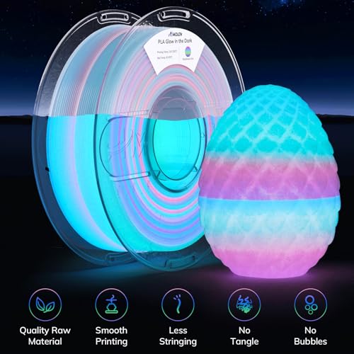 Image of AMOLEN PLA Filament Glow in The Dark, Rainbow 5M Pink, Purple, Green, Blue, Multicolor Fast Change 3D Printer Filament 1.75mm, Best with UV Lamps, 1KG Spool (2.2lbs), Dimensional Accuracy + /- 0.02 mm