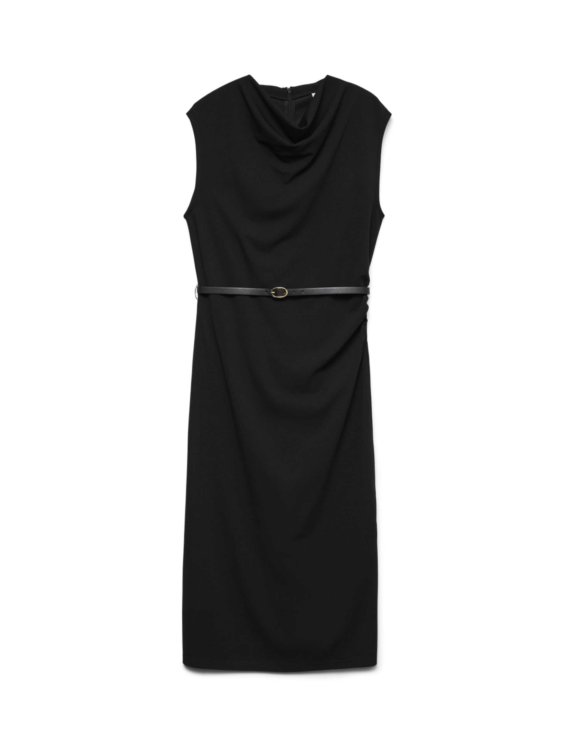 VERO MODA Damen Vmgannah S/L Calf Dress WVN Btq Ga, Black, S