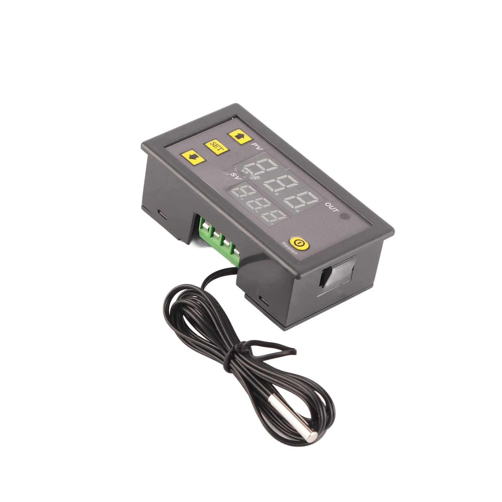 Cocoarm Controlador de Temperatura Digital LED W3230, Termostato con Sensor, Ajustable para Calefacción y Refrigeración, Ideal para Sistemas de Calefacción Domésticos (Pantalla roja y azul de 12 V.)