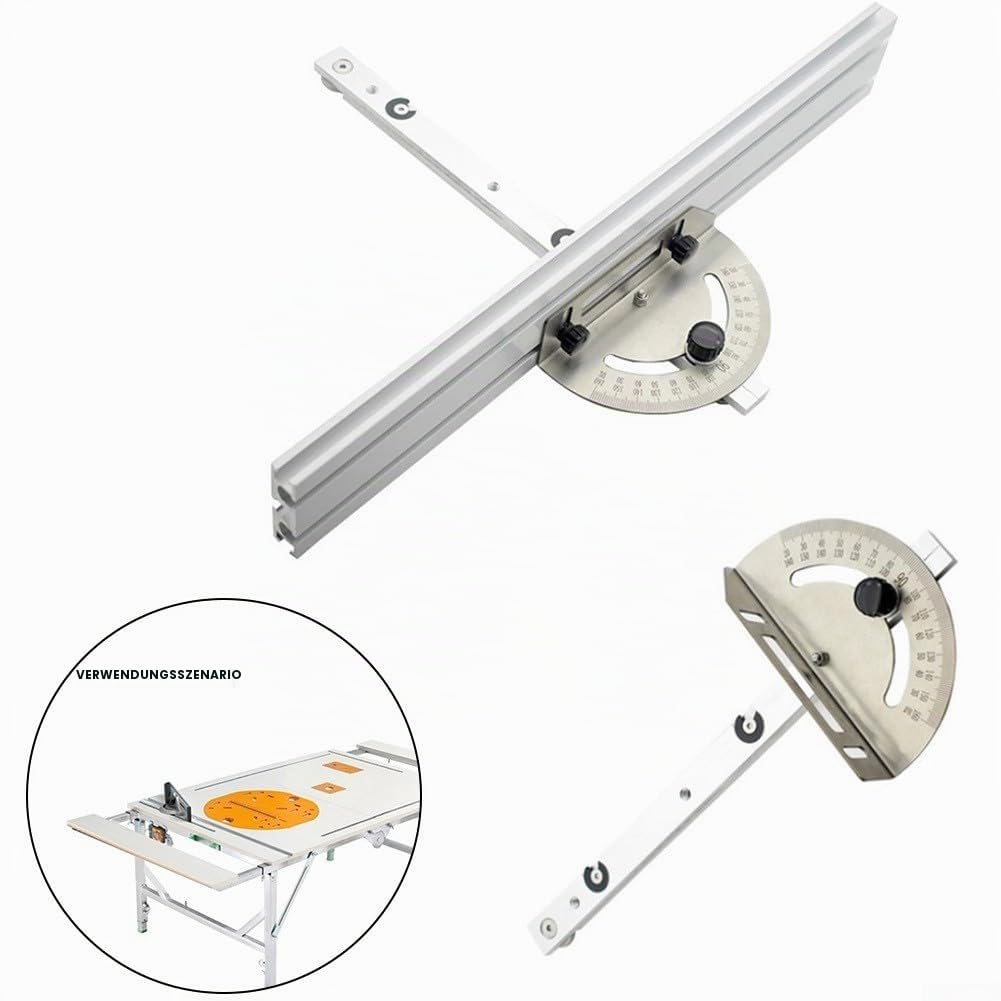 Präzisions-Gehrungslehre, verstellbarer Winkel, Standardschlitz, Aluminiumlegierung, Tischsägenlehre, mit Spuranschlag und Rückseite, kompatibel mit Tischsägen- und Fräseranwendungen (B)