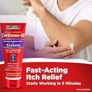 Cortizone-10 Maximum Strength Intensive Healing Itch Relief Lotion for Eczema, 1% Hydrocortisone, Fast-Acting, Anti-Itch Cream for Minor Skin Irritations, Rashes and Inflammation Due to Eczema, 3.5 oz