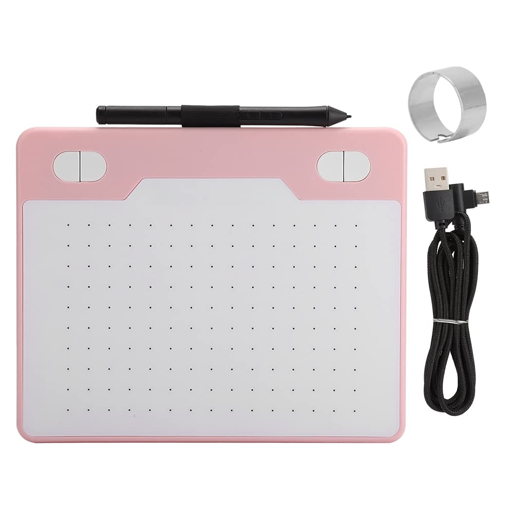 Bewinner Tavoletta Grafica Portatile con Penna a Pressione 8192 Livelli, Tappetino per Scrittura Digitale per, OSX, Tavoletta USB a Induzione Elettromagnetica per Schizzi e Arte (PINK)