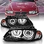 AmeriLite for 99-01 BMW 3 Series E46 (M3) 2 Door Coupe LED Halo Projector Black Headlights w/ Corner Lamp Set - Passenger and Driver Set