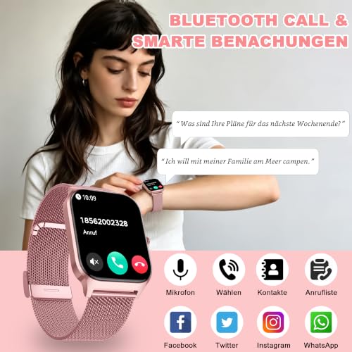 LODIMEKE Smartwatch Blutdruckmessung,1.85“ Fitnessuhr Herren Damen – Ansicht 2