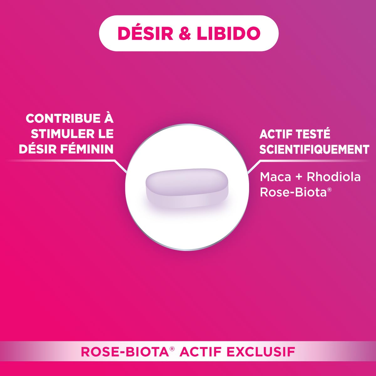 Forté Pharma - Feminae Désir & Libido - Bien etre femme, Libido femme, Fatigue, Régulation hormonale - MACA, Rose biota, Rhodiola, Vitamines - 28 comprimés, 2/jour