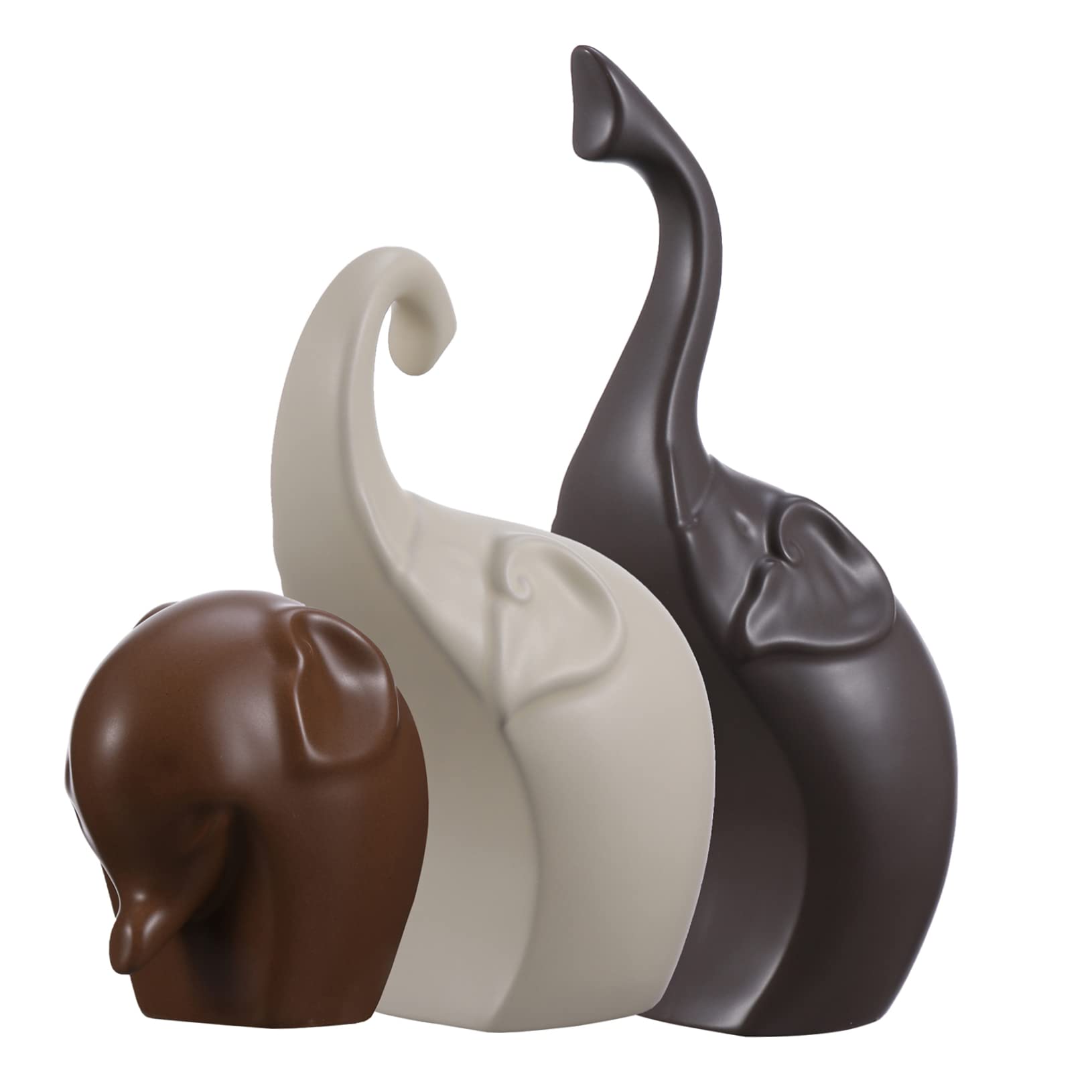 Zerodeko Figura de Elefante de Cerámica Creativa, 3 Piezas para Decoración