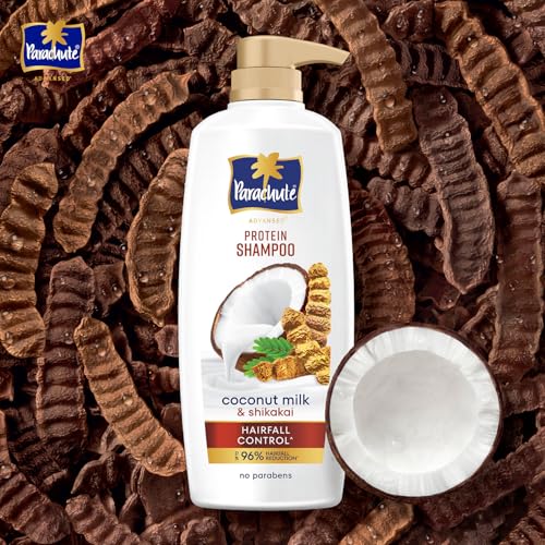 Image of Parachute Advansed Protein Shampoo with Coconut Milk & Shikakai | Up to 96% Hair Fall Reduction & up to 23X Hair Fall Control | Protein Lock Technology | Paraben free | For Men & Women | 1.2L