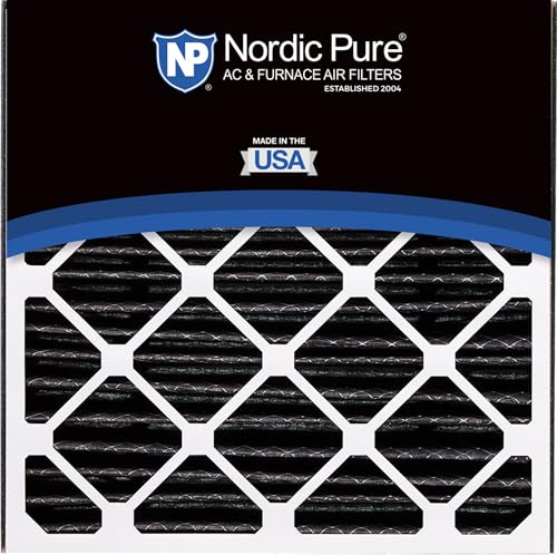 Image of Nordic Pure 20x20x5 Air Bear Replacement Pure Carbon MERV 8 Air Filter 4 Pk | Actual Size: 19 11 /16 x 20 11 /16 x 4 15 /16 Made in USA, Pleated HVAC Odor Filtration, Pet, Cooking & Household Smell Control