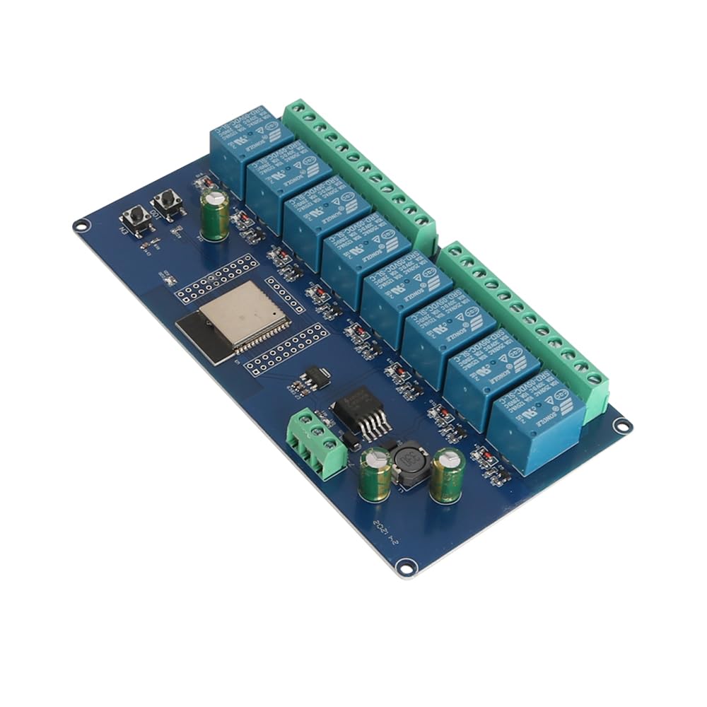 Module de Relais 8 canaux DC5-30 V Carte de développement secondaire ESP32 Bouton programmable, Bouton de réinitialisation Relais de Puissance
