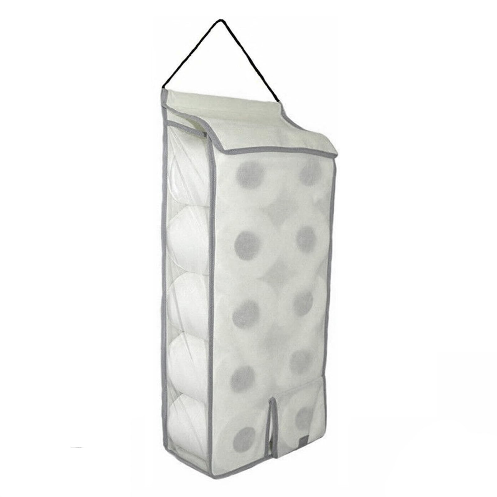 YNR Portarrollos de papel higiénico colgante, almacenamiento de papel higiénico de tela, dispensador de almacenamiento montado en la pared con capacidad para 10 rollos de papel higiénico (blanco)