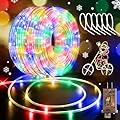 Hezbjiti LED Rope Lights 197FT Waterproof Rope Light 600 LED Flexible Tube Lights Plug in with 8 Modes for Garden Patio Bedroom Party Indoor Outdoor Decorations