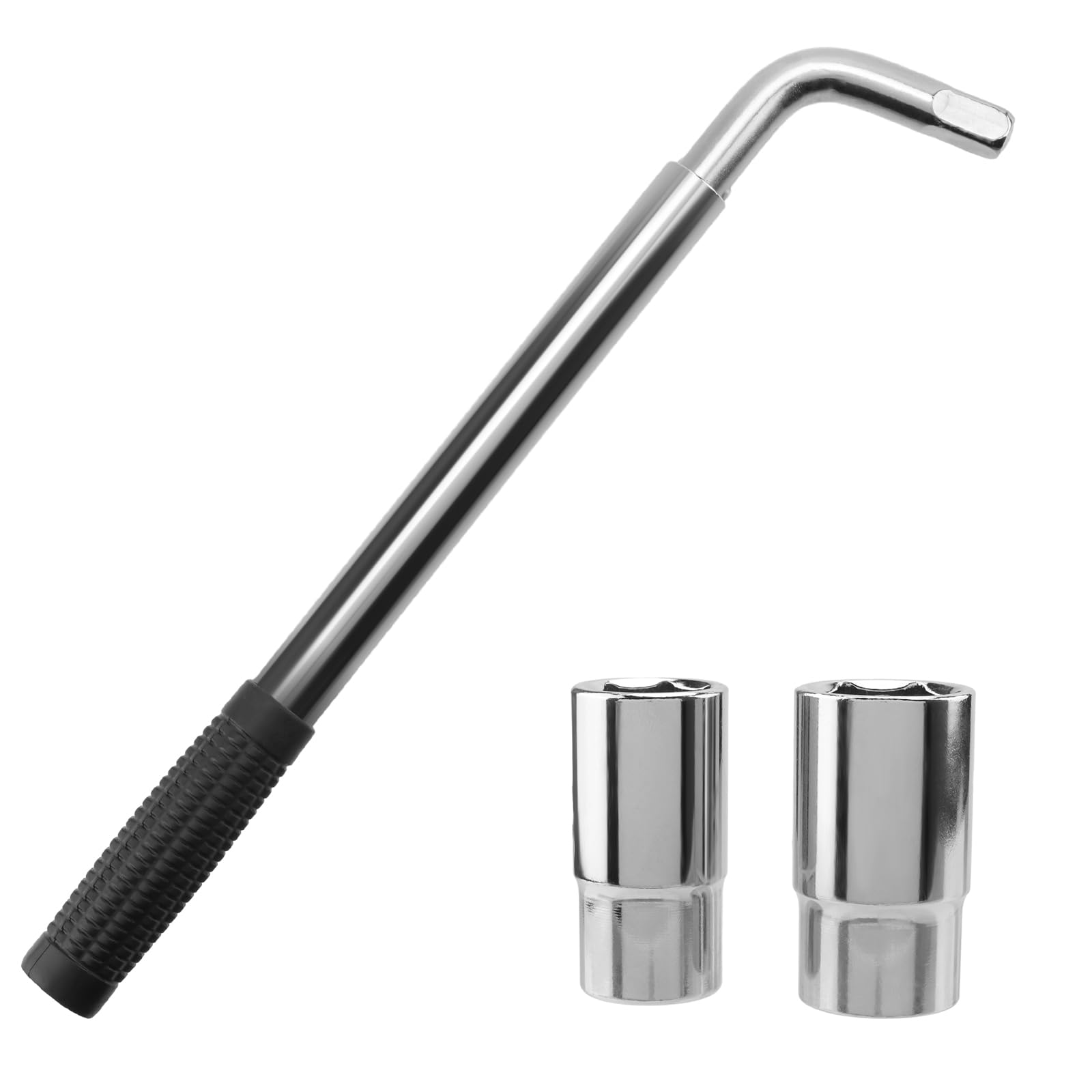 Radmutternschlüssel Set, Teleskop Radschlüssel, Ausziehbarer Radmutternschlüssel, Radmuttern Schlüssel mit 2 Standardbuchsen 17/19mm 21/23mm mit Aufbewahrungstasche für den Reifenwechsel