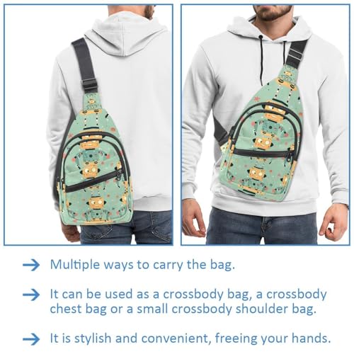 Mochila cruzada de robot verde con correa ajustable para running 3