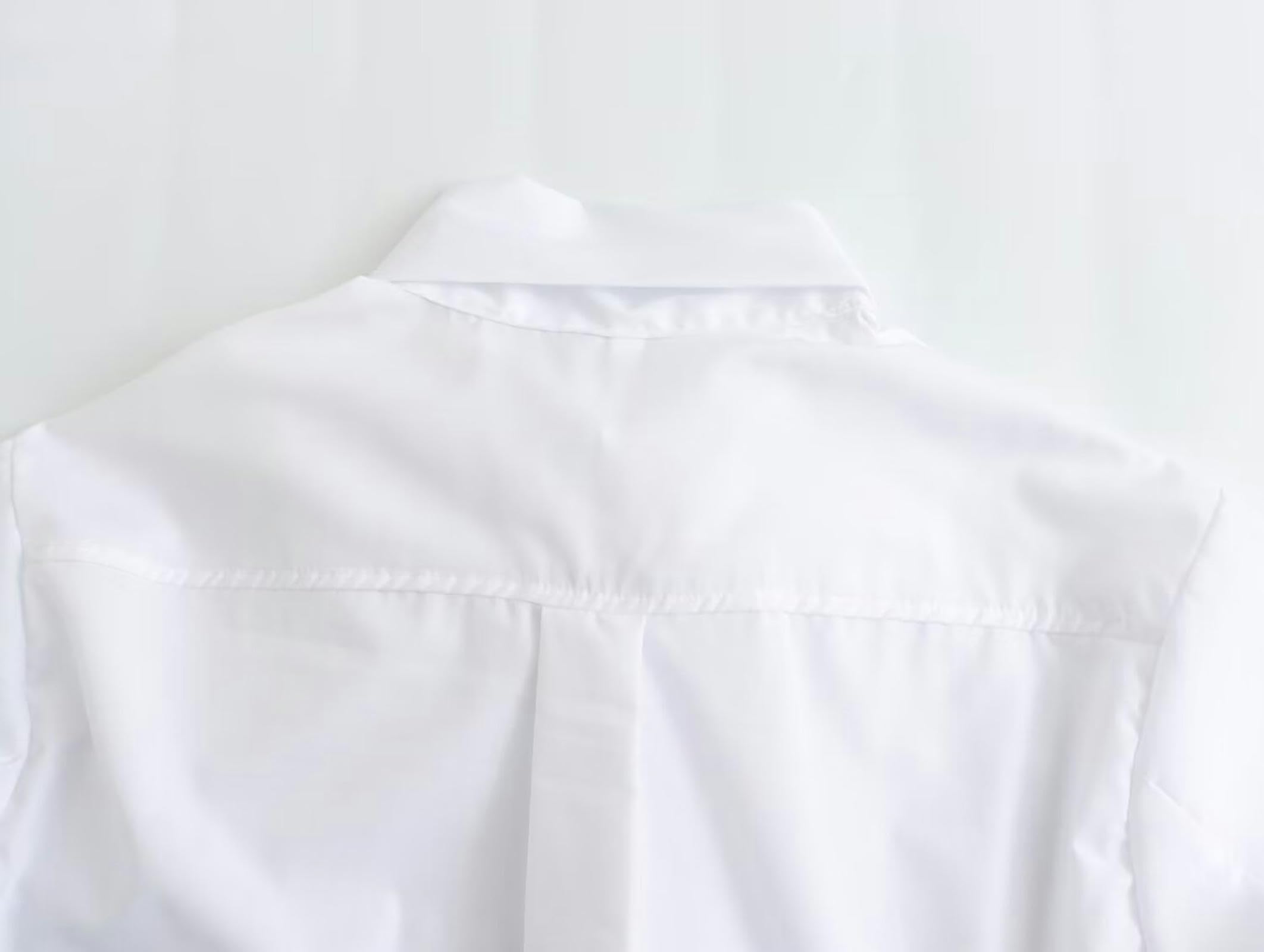 Camicia in Popeline Bianco Serie Casual dal Nuovo Temperamento Primaverile con Decorazione a Fiocco-Bianco-XS