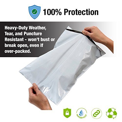 Poly Mailer Shipping Bags Plastic Envelopes Courier and business mailers for Postage and Postal Mailing - Strong - Self Sealing and Waterproof - 100 bags of 10 x 13 inch - White