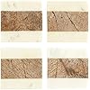 Creative Co-Op Square Marble Coasters with Jute String, Brown (Set of 4 Pieces)