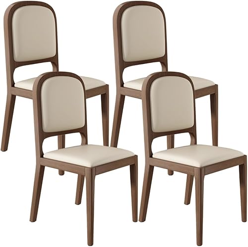 Miniatura 9 de YVYKFZD Sillas de comedor de madera maciza, juego de sillas de cocina sin brazos, silla de comedor tapizada de cuero, silla de sala de estar Caqui