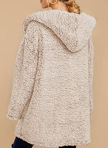 Dokotoo Womens Winter Soft Warm Fleece Oversized Open Front Long Sleeve Casual Solid Plain Fuzzy Fluffy Sherpa Hoodies Cardigans Coats Jackets Outerwear With Pocket Brown Small #TOP1