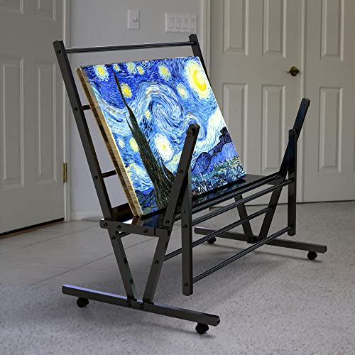 Metal Print Rack, Canvas Display Rack, Storage Rack Stand For Artworks, Posters, Panels, Art Gallery Shows, Easy Moving With Rolling Casters, Well Hold 330Lb - Black, 36.6"L X 25.6"W X 35.4"H #TOP2