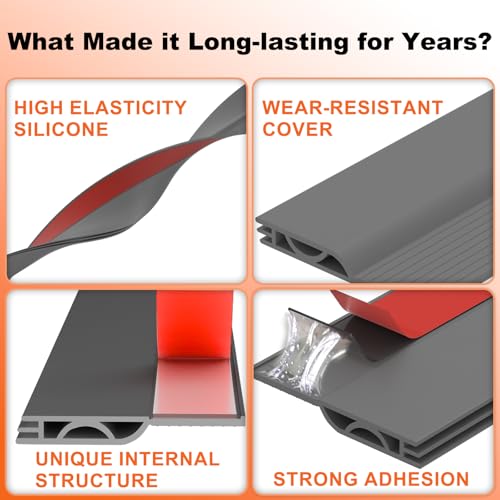 Image of Door Draft Stopper, Door Sweep for Bottom of Door, Weather Stripping Door Seal Gap Filler Bottom Blocker Soundproofing Cold Air Insulation Save Energy Install Quickly Easily (Gray, 78'')