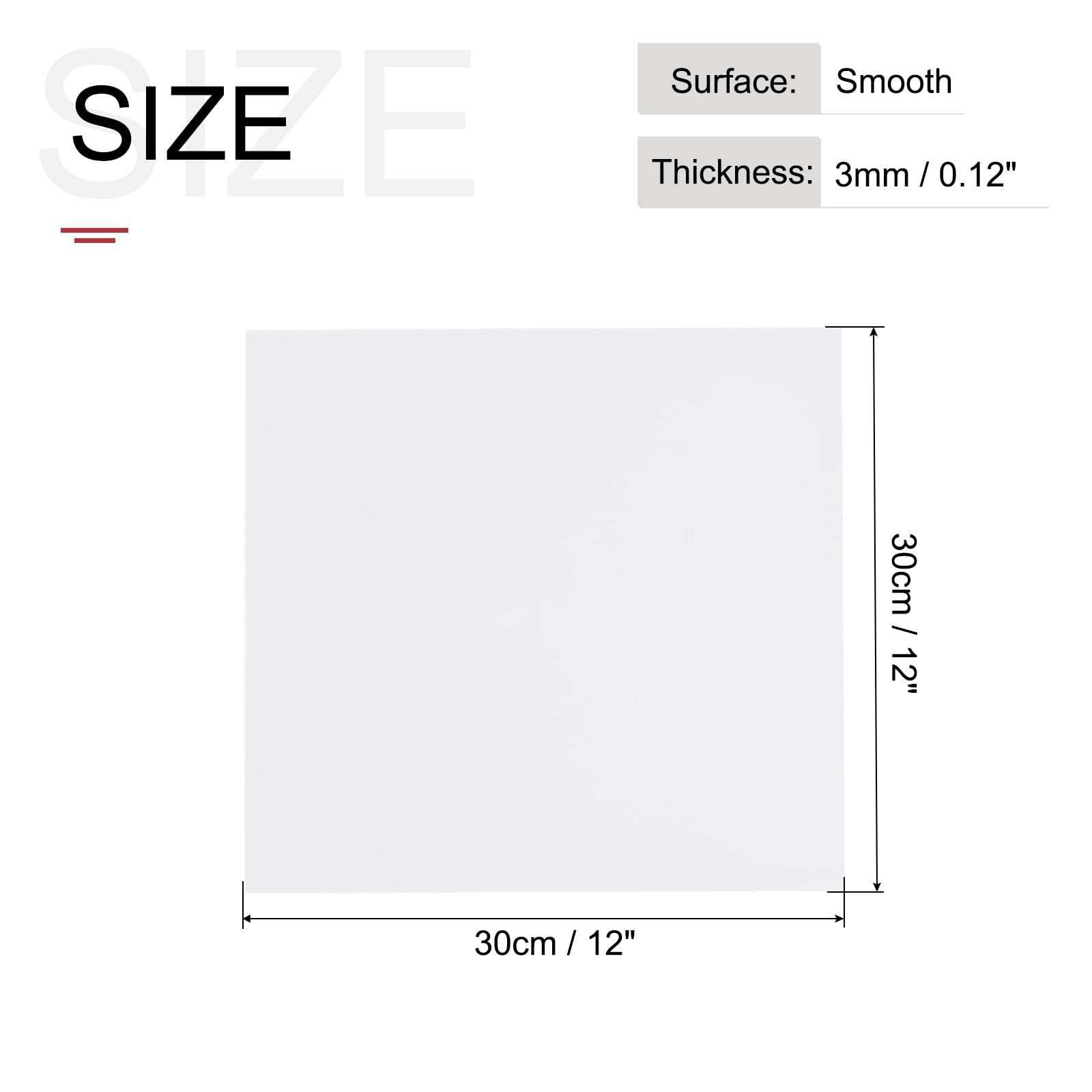 QUARKZMAN ABS Plastica Foglio 12 Pollici X 12 Pollici X 0.12 Pollici ABS Stirene Fogli per Modelli Edifici Diy Artigianato Pannello Bianco 6 Pezzi