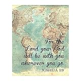 AMERICAN LUXURY GIFTS Joshua 1:9 Be Strong & Courageous - Vintage Bible Verse Wall Art - Church & Home Decor - 8x10 Unframed Print