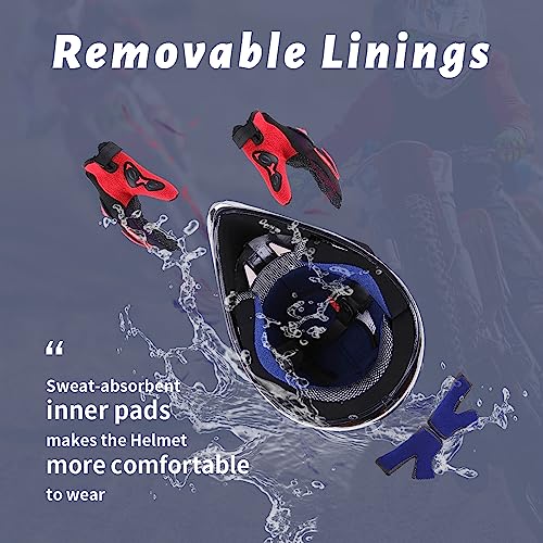 Image of OUMURS Adult Motocross Dirt Bike Helmet with Goggles, Gloves & Mask Dirt Bike ATV Helmet for Unisex-Adult Men Women Adjustable Sun Visor DOT /FMVSS-218 Off-Road Motorcycle Helmet UTV Helmet Downhill
