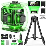 【2025年最新改良】Elikliv レーザー墨出し器 グリーンレーザー 4×360° 16ライン フルライン 水平器 電量表示LCD付き 高輝度・高精度 自動補正 小型・軽量 受光器対応 リモコン操作対応 360°回転金属ベース＆三脚・大容量バッテリー2個付き DIY・測量・建築作業に最適