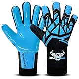 BEAST RAGE Gants de gardien de but de football pour enfants, jeunes et adultes – Gants d'entraînement de football, forte adhérence et paumes antidérapantes (bleu, taille 9 pour adulte M)