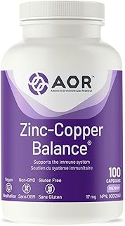 AOR - Zinc Copper 17mg, 100 Capsules - Zinc and Copper Supplements - Support Healthy Skin, Immune System Support and Prostate Support Supplement - Prostate Health and Immunity Support