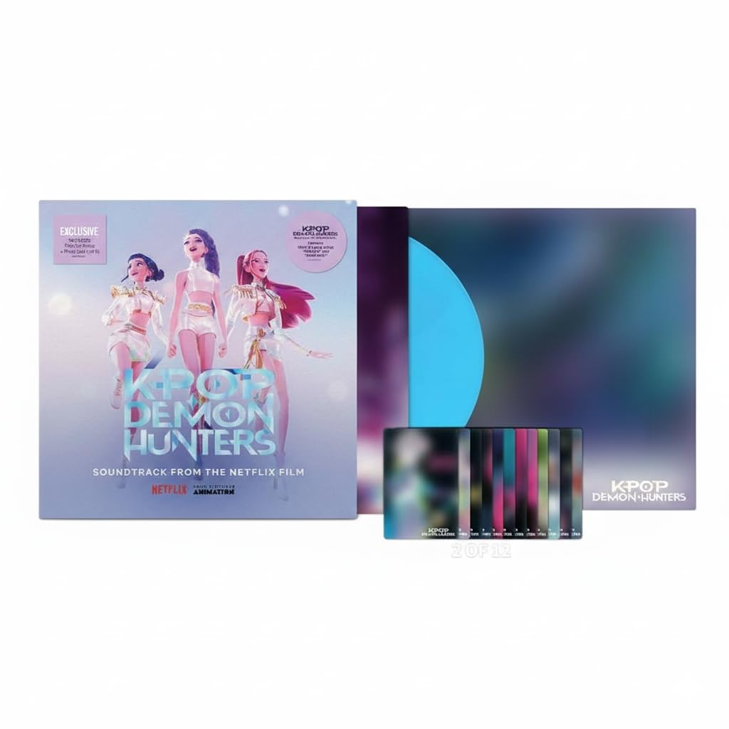 KPop Demon Hunters Soundtrack Blue Vinyl LP (Poster, 2 photo cards