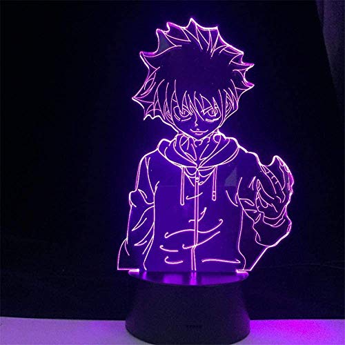 KJsdaADSA Killua Zoldyck 3D Anime lampe 3D LED Illusion USB tactile veilleuse chambre décoration lampe cadeau 16 couleurs