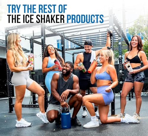 Ice Shaker Insulated Stainless Steel Shaker Bottle | 32oz, Navy/Black | Cold for 30+ Hours | Insulated Cup with Twist-on Agitator | Odor-Free Bottle for Protein Shakes, Water, Smoothies, Cocktails