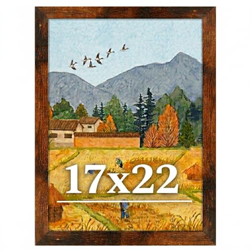 Veleclo 17x22 Picture Frame for Wall Display 17x22 Brown Picture Frame with Shatter Resistant Plexiglass Stable and Sturdy 17 x 22 Poster Frame for Wall Display Handpicked Gift Collection 1 Pack