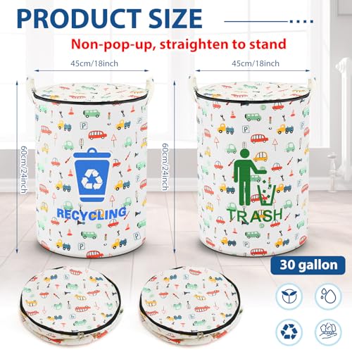 Jingmore 2 Pcs 30 Gallon Collapsible Trash Can, Waterproof, Zippered Lid by Jingmore - Used condition - Image 2