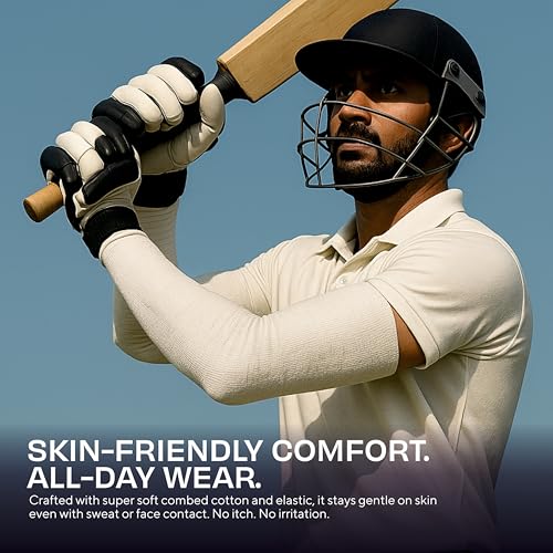 Image of Nivia Cricket Arm Sleeves Roll for Men & Women, UV Protection, Breathable Fabric, Stretch Fit for Training & Match Use, Off-White, 5M Roll