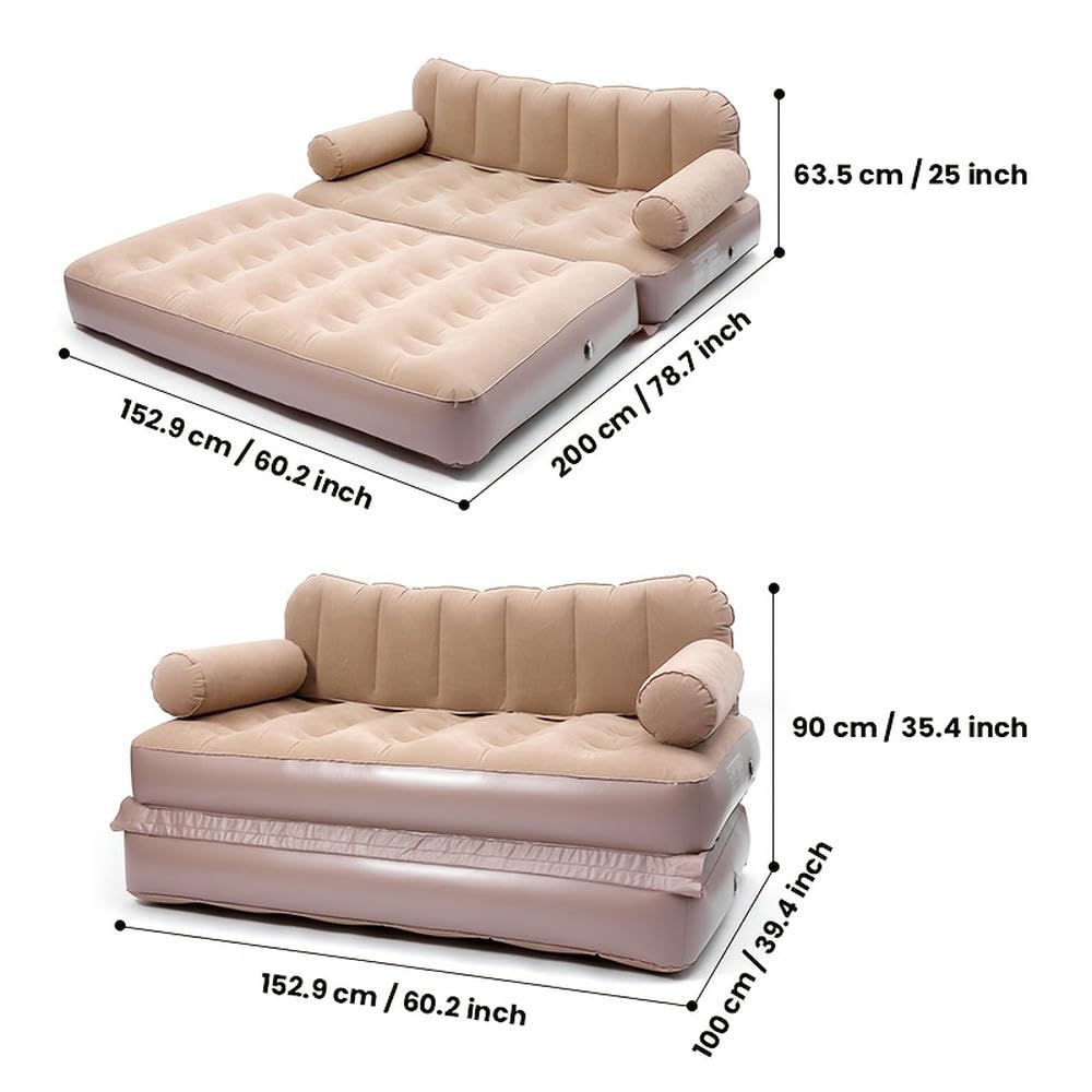 SYJYM Divano letto doppio pieghevole con pompa integrata per gonfiaggio automatico per campeggio all'aperto schienale gonfiabile divano letto