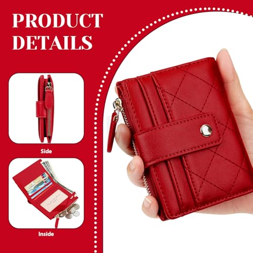 Women's Wallet Small 4.5x3.5x1'' PU Credit Card Wallet with Button Closure Portable Women with Multiple Pockets for Cash, Cards, ID and Coin Gift for Womens Small2