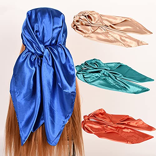 35" Large Square Satin Hijab Scarf Muslim Shawls Wrap Hair Head Scarves Bandanna3