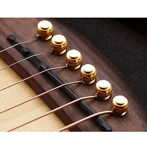 CLOUDMUSIC Acoustic Guitar Bridge Pins Round Head 6pcs Brass Copper for Guitar With Guitar Bridge Pin Puller (Style 2)
