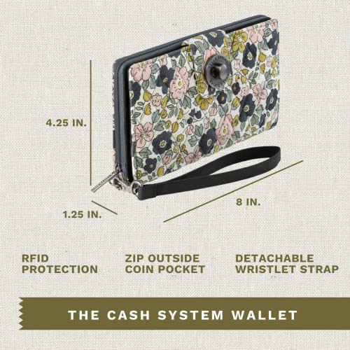 Bella Taylor Country Floral Feedsack Collection, Rfid Wristlet Cash System Wallet For Cash Envelope Budgeting, Delicate Floral Charcoal #TOP3
