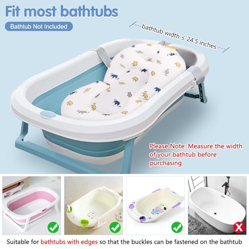 Image of Colorlife Baby Bath Seat Support Net Infant Bathing Seat Support Mat, Adjustable Comfortable Non-Slip Three-Pointed Baby Shower Net Bathtub Sit Up Mesh for Newborn 0-12 Months-Crown(No Bathtub)