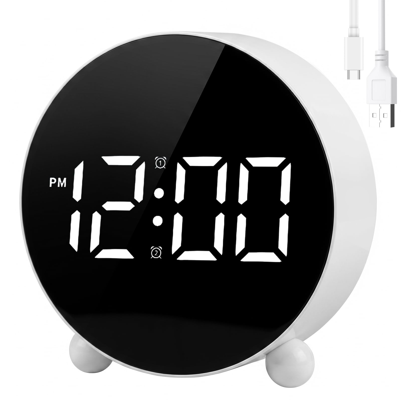 Reloj despertador digital elegante con pantalla LED grande y diseño silencioso negro