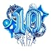 Balloons, 11 pcs Foil Balloons 10 Year Old for 10st Birthday Party Supplies Decorationï¼Œ Confetti Balloon Kids Party Balloons Birthday Party Supplies 10 Years Old Birthday Balloon for Kids (10th, Blue)