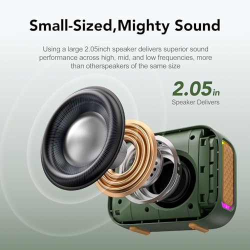 Image of Portable Bluetooth Speaker Line-in Support: IPX5 Waterproof, Dark Green